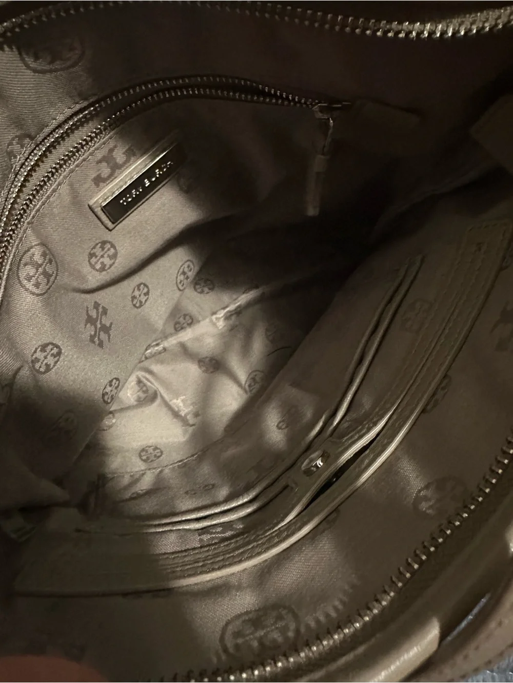 Taupe Leather Crossbody Bag - Unbranded